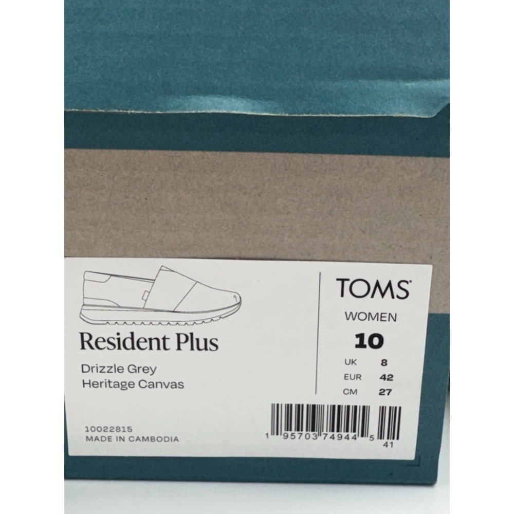 Toms Resident Plus Women's Size 10 Gray Canvas Slip In Casual Shoes New in Box - Picture 8 of 9